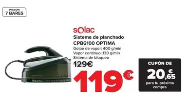 Oferta de Solac - Sistema De Planchado Cpb6100 Optima por 119€ en Carrefour