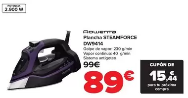 Oferta de Rowenta - Plancha Steamforce DW9414 por 89€ en Carrefour