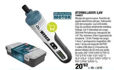 Oferta de Impacto - Motor - Atornillador 3,6v por 20,62€ en ferrOkey