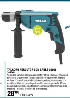 Oferta de Wesco - Taladro Percutor Con Cable 750W por 33,95€ en ferrOkey