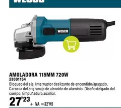 Oferta de Wesco - Amoladora 115mm 720W por 32,95€ en ferrOkey