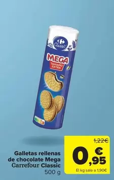 Oferta de Carrefour - Galletas Rellenas De Chocolate Mega Classic por 0,95€ en Carrefour Market