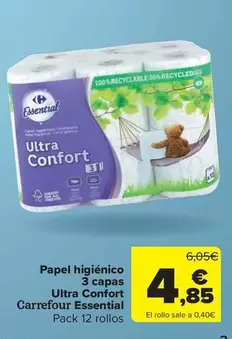 Oferta de Carrefour - Papel Higiénico 3 Capas Ultra Confort por 4,85€ en Carrefour Market