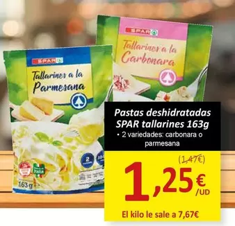 Oferta de Spar - Pastas Deshidratadas Tallarines por 1,25€ en SPAR