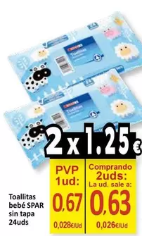 Oferta de Spar - Toallitas Bebe Sin Tapa por 0,67€ en SPAR