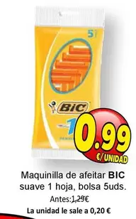 Oferta de BIC - Maquinilla De Afeitar Suave 1 Hoja, Bolsa por 0,99€ en SPAR