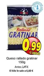 Oferta de Queso Rallado Gratinar por 0,99€ en SPAR