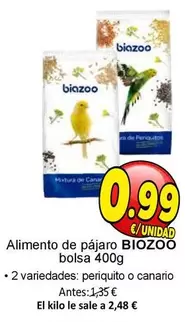 Oferta de Biozoo - Alimento De Pajaro por 0,99€ en SPAR