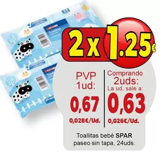 Oferta de Spar - Toallitas Bebe Paseo Sin Tapa por 0,67€ en SPAR