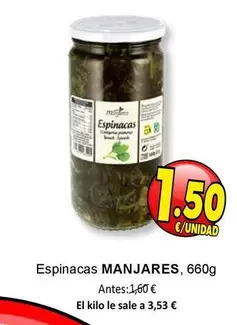 Oferta de Manjares - Espinacas por 1,5€ en SPAR