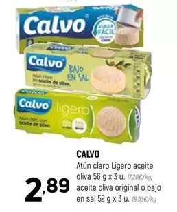 Oferta de Calvo - Atun Claro Ligero Aceite Oliva por 2,89€ en Coviran