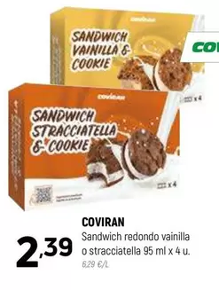 Oferta de Coviran - Sandwich Redondo Vainilla O Stracciatella por 2,39€ en Coviran