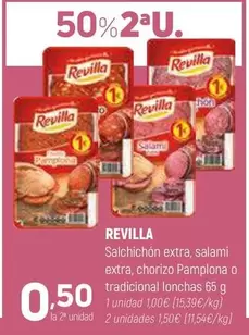 Oferta de Revilla - Salchichon Extra, Salami Extra, Chorizo Pamplona O Tradicional Lonchas por 0,5€ en Coviran