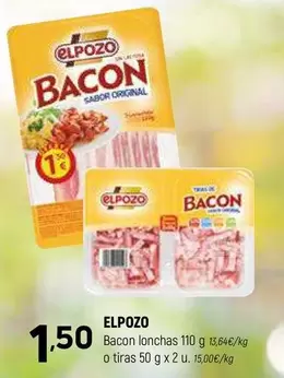 Oferta de Elpozo - Bacon Lonchas por 1,5€ en Coviran