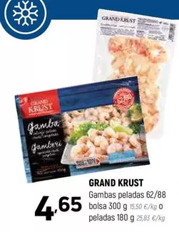 Oferta de Grand Krust - Gambas Peladas 62/88 por 4,65€ en Coviran