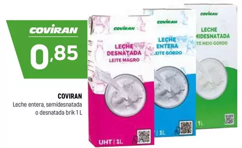 Oferta de Coviran - Leche Entera, Semidesnatada O Desnatada Brik por 0,85€ en Coviran