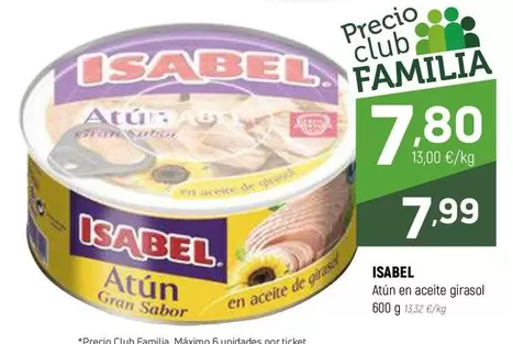 Oferta de Isabel - Atún En Aceite Girasol por 7,99€ en Coviran