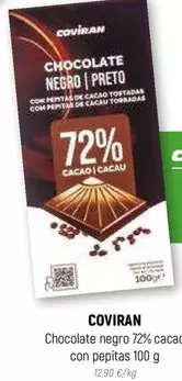 Oferta de Coviran - Chocolate Negro 72% Cacao Con Pepitas en Coviran