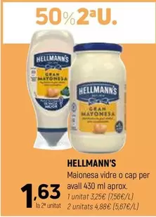 Oferta de Hellmann's - Maionesa Vidre O Cap Per Avall por 3,25€ en Coviran