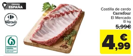 Oferta de Carrefour - Costilla De Cerdo El Mercado por 4,99€ en Carrefour Market