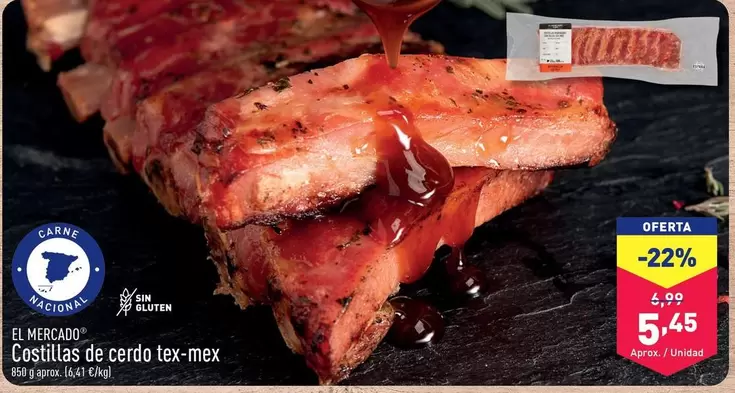 Oferta de El Mercado - Costillas De Cerdo Tex-Mex por 5,45€ en ALDI