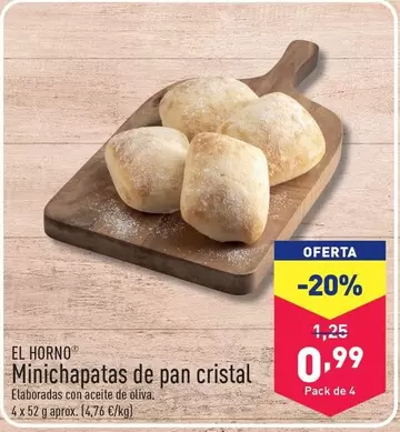 Oferta de El Horno - Minichapatas De Pan Cristal por 0,99€ en ALDI