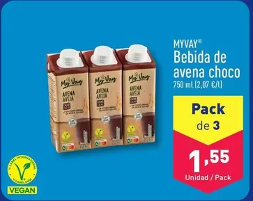 Oferta de Myvay - Bebida De Avena Choco por 1,55€ en ALDI