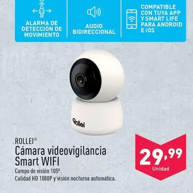 Oferta de Rollei - Cámara Videovigilancia Smart WIFI por 29,99€ en ALDI