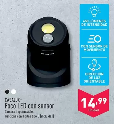 Oferta de Casalux - Foco LED Con Sensor por 14,99€ en ALDI