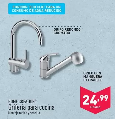 Oferta de Home Creation - Grifería Para Cocina por 24,99€ en ALDI