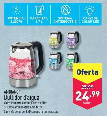 Oferta de Ambiano - Bullidor D'Aigua por 24,99€ en ALDI