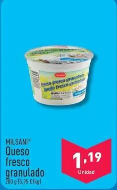 Oferta de Milsani - Queso Fresco Granulado por 1,19€ en ALDI