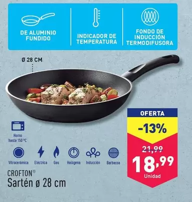 Oferta de Crofton - Sartén Ø 28 Cm por 17,99€ en ALDI