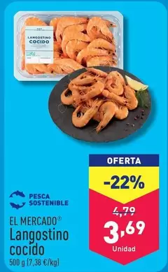 Oferta de El Mercado - Langostino Cocido por 3,69€ en ALDI