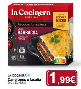 Oferta de La Cocinera - Canelones O Lasana por 1,99€ en Hiper Usera