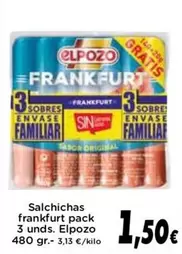 Oferta de El Pozo - Salchichas Frankfurt Pack 3 Unds. por 1,5€ en Supermercados Piedra