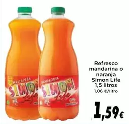 Oferta de Simon Life - Refresco Mandarina O Naranja por 1,59€ en Supermercados Piedra