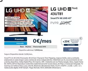 Oferta de LG - Smarttv Lg 4k Uhd 43ut81 por 499€ en Movistar