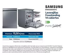 Oferta de Total - Samsung - Lavavajillas Freestanding 14 Cubiertos por 15,5€ en Movistar