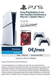 Oferta de Sony - Playstation 5 Con Dos Mandos Dualsense Y Marvel por 6€ en Movistar