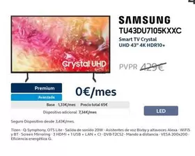 Oferta de Premium - Samsung - Tu43du7105kxxc en Movistar