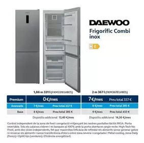 Oferta de Premium - Daewoo - Frigorífico Combi Inox por 331€ en Movistar