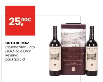 Oferta de Coto De Imaz - Estuche Vino D.O. Rioja Gran Reserva Pack 2x0,75 L por 25€ en Eroski