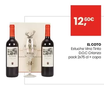 Oferta de El Coto - Vino Tinto Crianza + Copa Pack 2x75 Cl por 12,6€ en Eroski