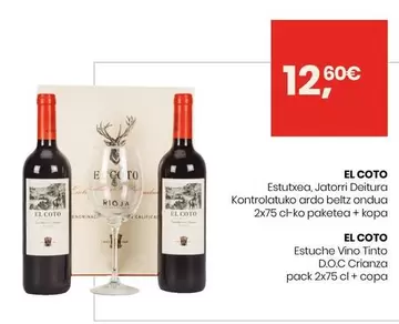 Oferta de El Coto - Vino Tinto Crianza + Copa Pack 2x75 Cl por 12,6€ en Eroski