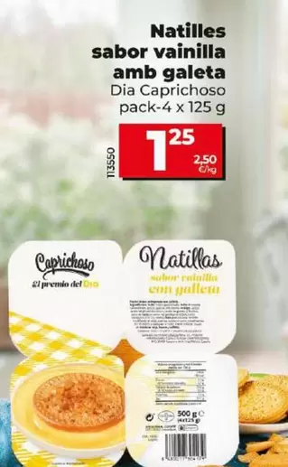 Oferta de Dia Caprichoso - Natillas Sabor Vainilla Con Galleta por 1,25€ en Dia