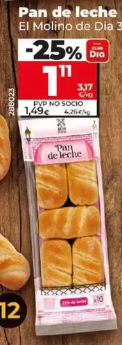 Oferta de El Molino De Dia - Pan De Leche por 1,11€ en Dia