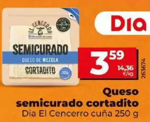 Oferta de Dia El Cencerro - Queso Semicurado Cortadito por 3,59€ en Dia