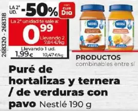 Oferta de Nestlé - Pure De Hortalizas Y Ternera / De Verduras Con Pavo por 1,99€ en Dia