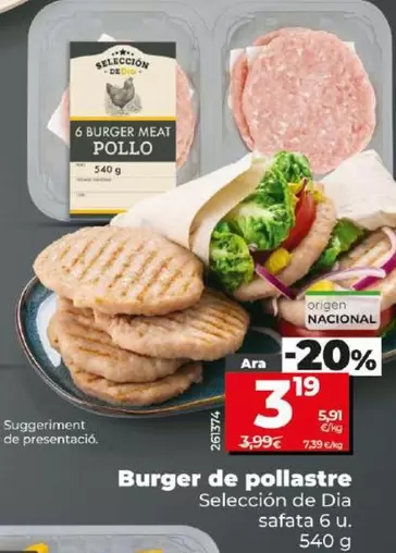 Oferta de Seleccion De Dia - Burger De Pollo por 3,19€ en Dia